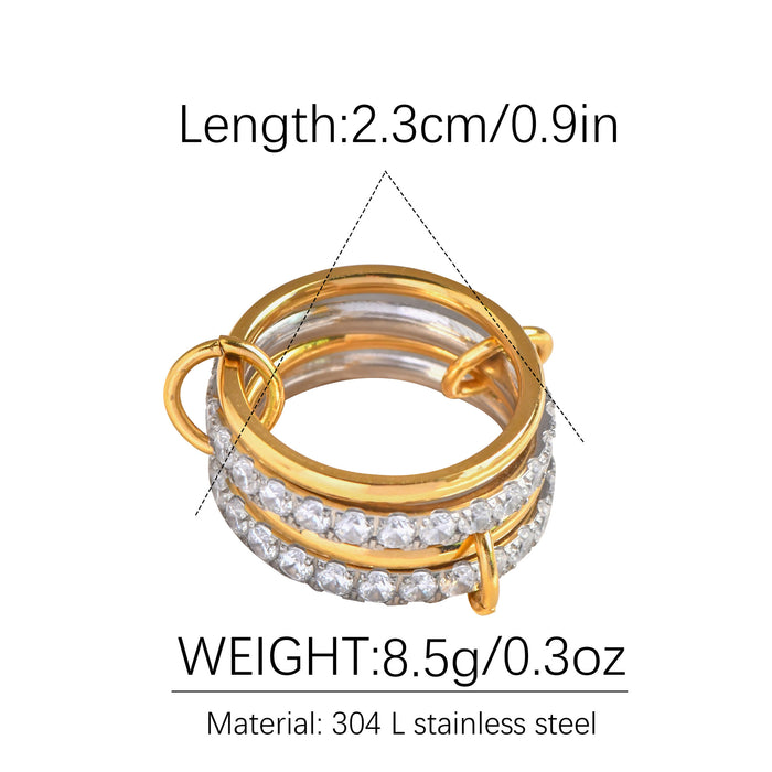 Wholesale The design is full of gold ring buckle and diamond multi-layer ring,  which is fashionable and stylish