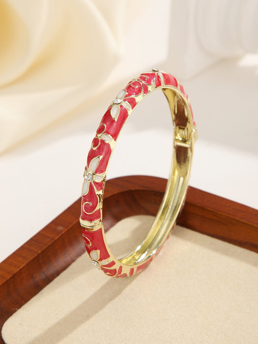 Wholesale Alloy Four Leaf Clover Open Bangle With Drip Oil Enamel Fashion Jewelry Accessory For Everyday Wear And Gift