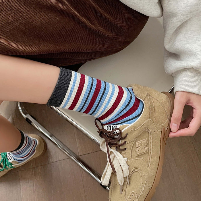 Wholesale Socks made of cotton, mid tube socks, striped pile socks, long socks