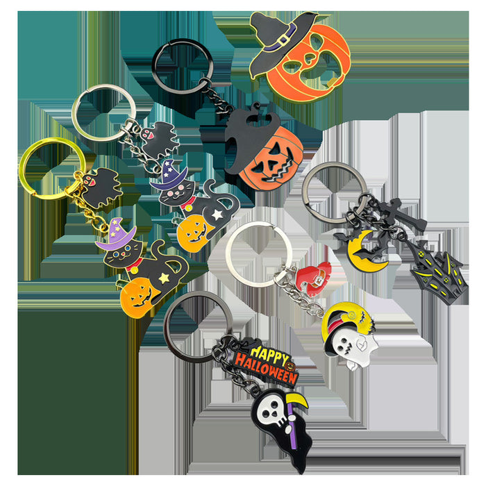 Wholesale Halloween Metal Ghost Pumpkin Keychain Boutique Resale Accessory