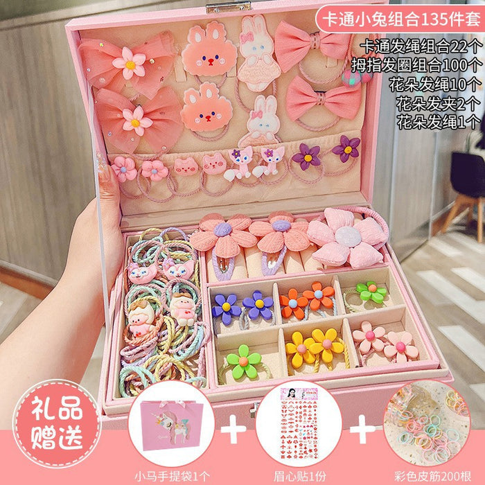 Wholesale Children' s New Headwear Girl Birthday Gift Jewelry Box Princess Girl Hair Accessories Set Gift Box Baby Hair Clip