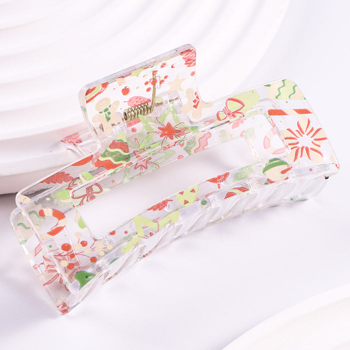 Wholesale Christmas Halloween Transparent Printed Plastic Hairpin JDC-HC-Fengp006