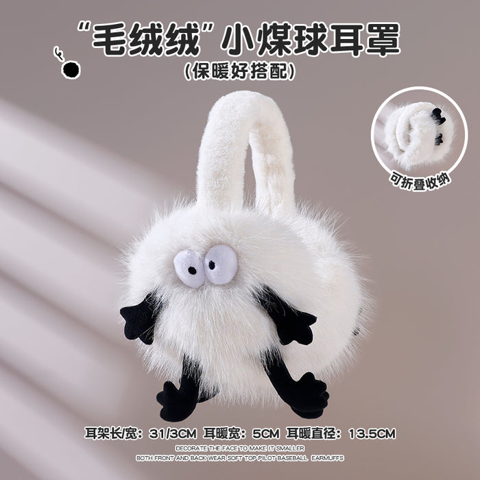 Wholesale Funny briquettes imitation rabbit fur earmuffs parent-child winter thick warm foldable cute earmuffs