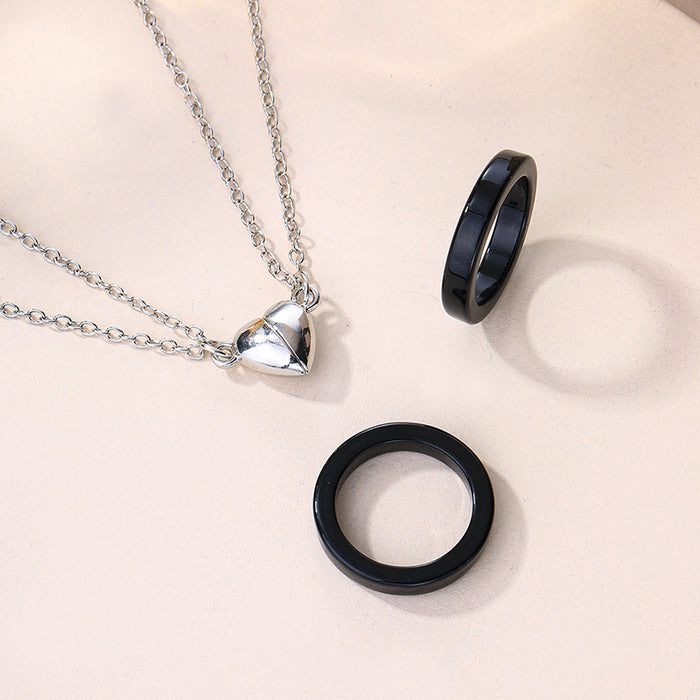 Wholesale New jewelry, niche alloy pendant, personalized couple love, double-layer layered necklace set