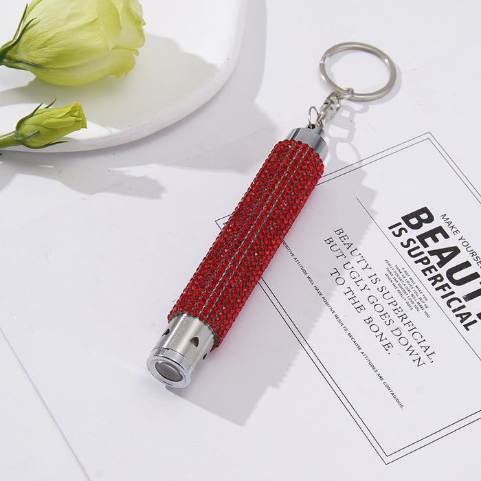 Wholesale Diamond-studded Mini Flashlight Metal Keychain JDC-KC-ZY015