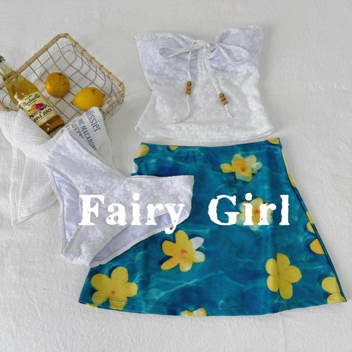 Wholesale Bikini Island Swimsuit with Hanging Neck Tank Top and Printed Two Piece Set