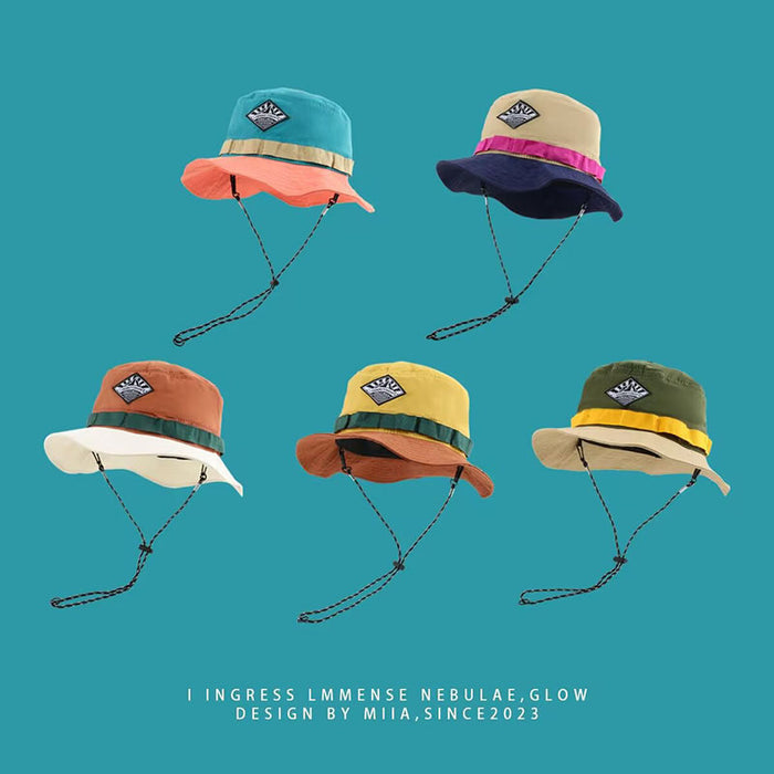Wholesale New Outdoor Sports Color blocked Bag Fisherman's Hat Foldable Quick drying Sunscreen Mountaineering Basin Hat