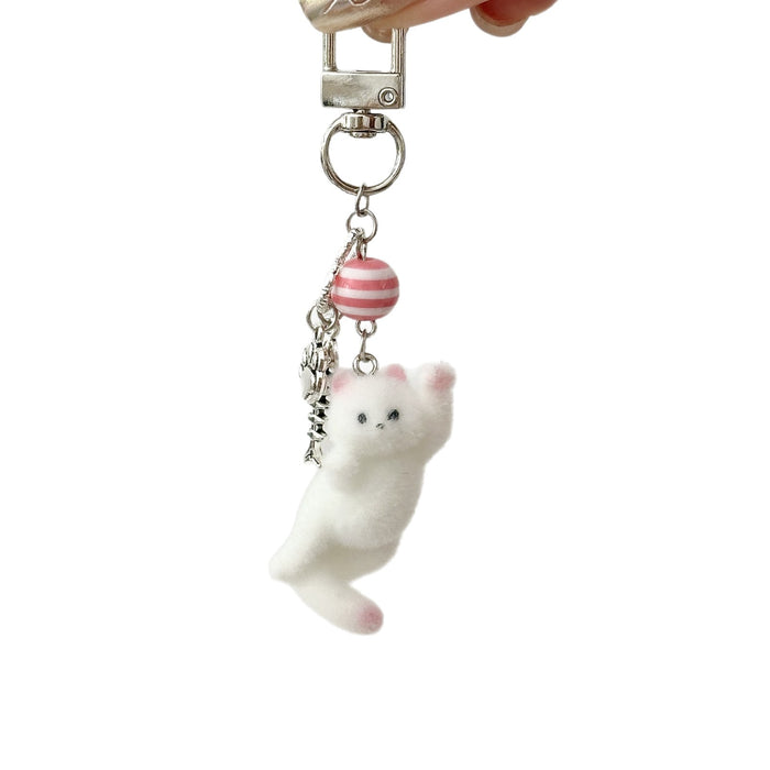 Wholesale 3D plush cat phone chain keychain pendant, cute cartoon cat bag accessories, Gooka chain gift