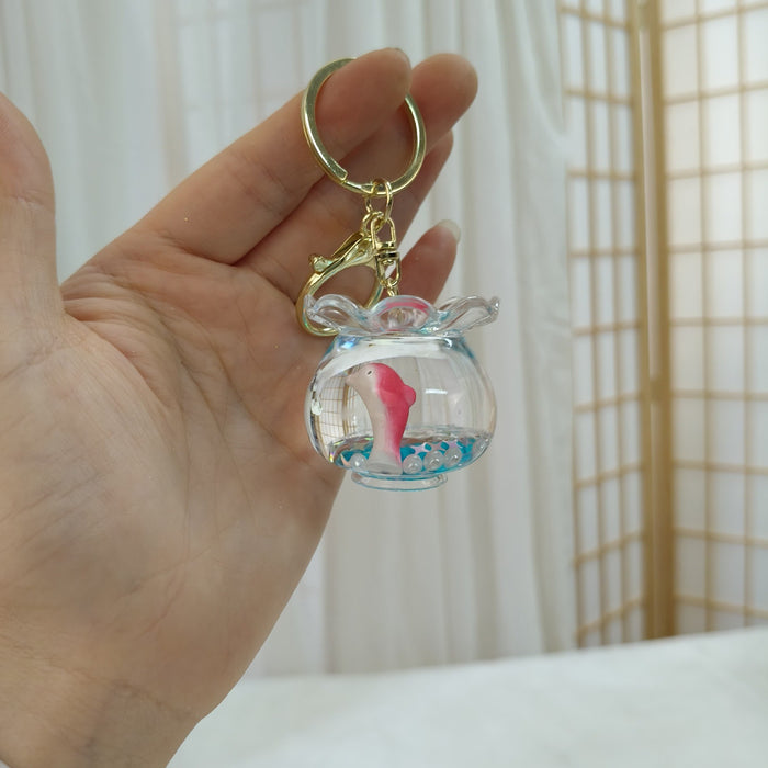 Wholesale Oil-Filled Bottle Aquarium Marine Animal Keychain