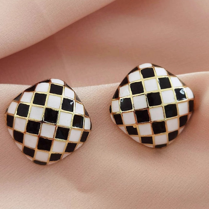 Wholesale Square Checkerboard Alloy Earrings JDC-ES-Chengx006