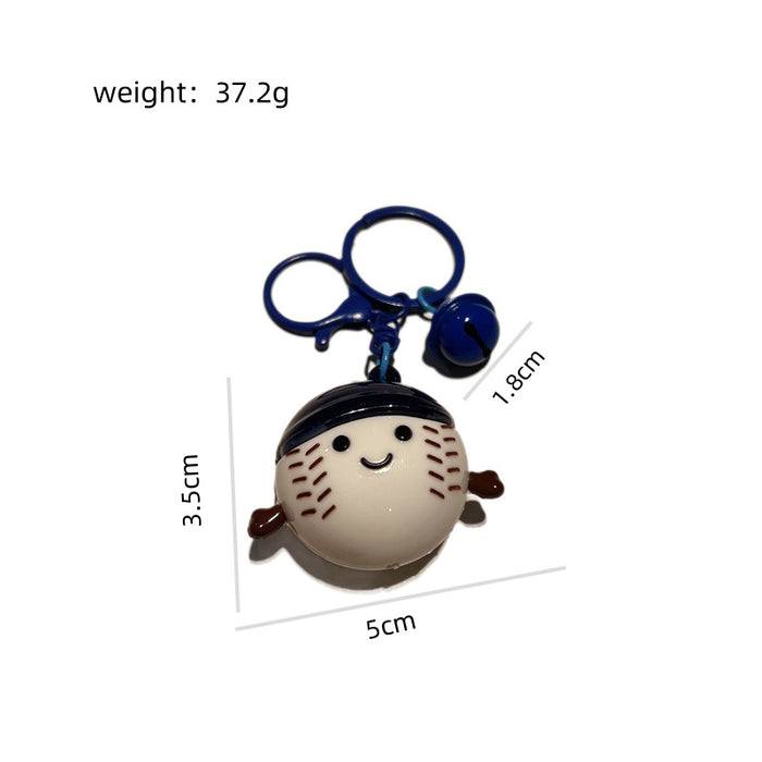 Wholesale Cute PVC cartoon baseball keychain with smiling face.