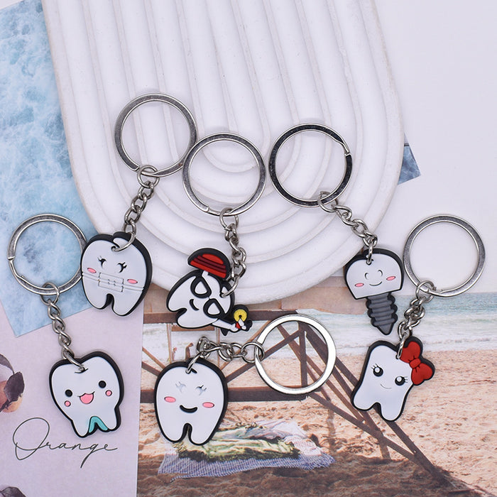 Wholesale 10 PCS  Cartoon Keychain School Bag Pendant Ring Hanging PVC Soft Glue Keychain