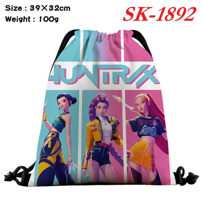 Wholesale Kpop drawstring storage bag with large capacity and full color design also functions as a shopping bag