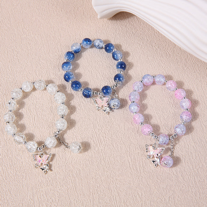 Wholesale New floral butterfly bead bracelet with niche design, crystal bracelet with trendy and versatile colorful accessories