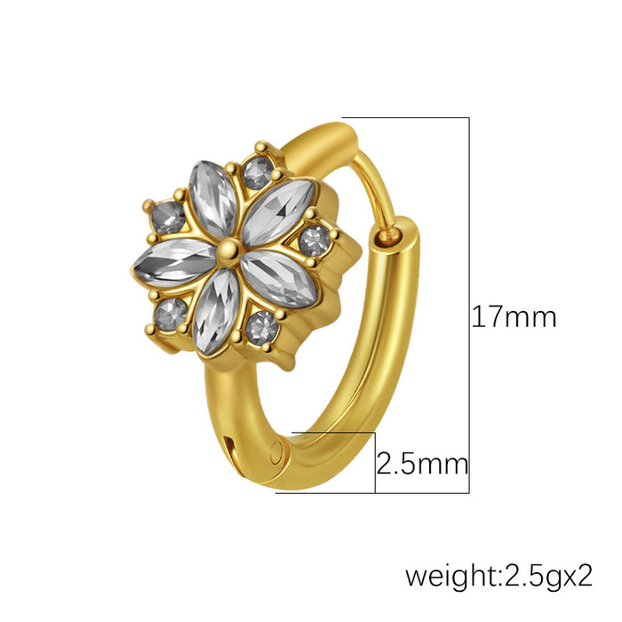 Wholesale Simple Tassel Small and Stylish Zircon-Encrusted Bow Stainless Steel Earrings for Women Trendy 18K Hoop Earrings Versatile