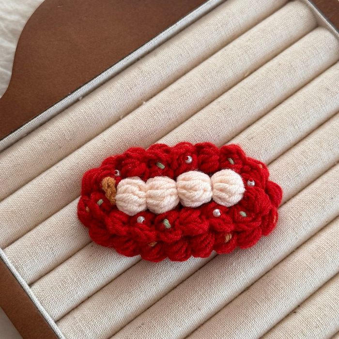 Wholesale Handmade Crochet Yarn Hair Clips Cartoon Fruit