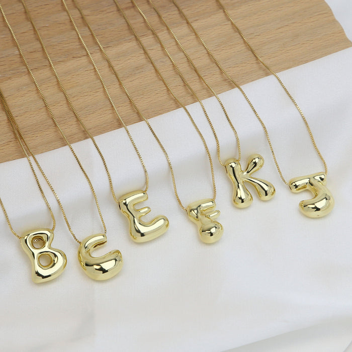 Wholesale 18k Brass Glossy Balloon 26 English Letters Necklace JDC-NE-BaiYi002