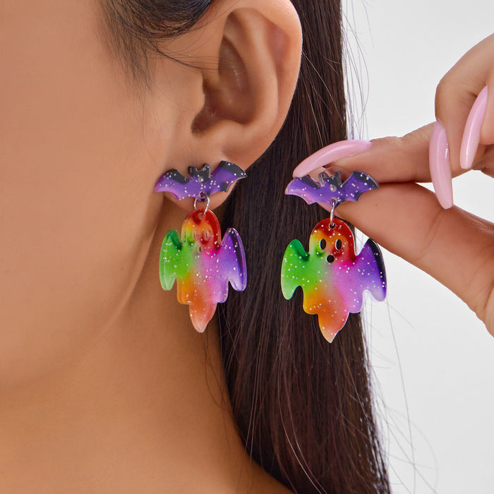 Wholesale  element earrings funny cartoon acrylic heart ghost pumpkin smiley face earrings for women