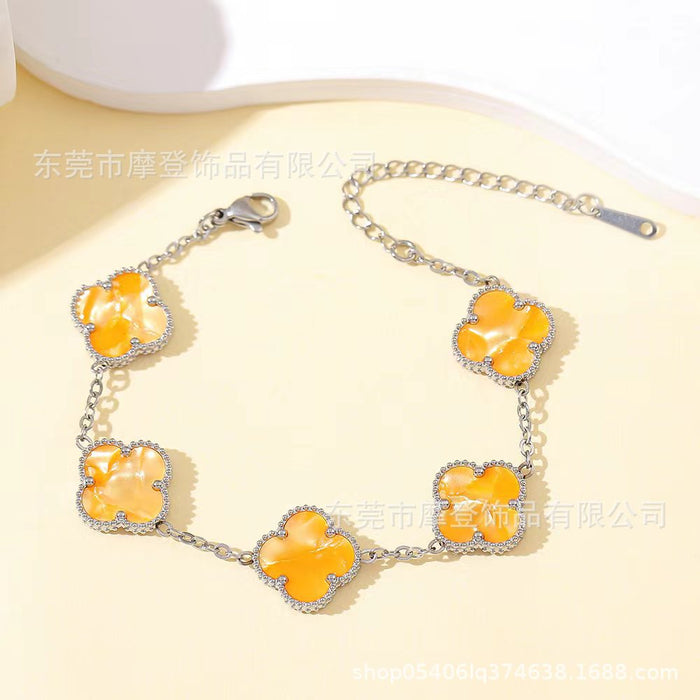 Wholesale titanium steel four-leaf clover bracelet JDC-BT-Modeng002