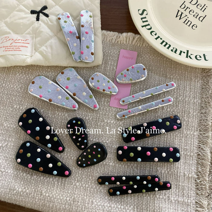 Wholesale Colorful drip oil polka dot hair clip, cute bangs clip, side clip hair accessory