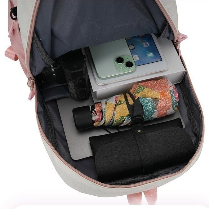 Wholesale Alphabet Cartoon Print Two-Piece Backpack Set for Primary and Middle School Students