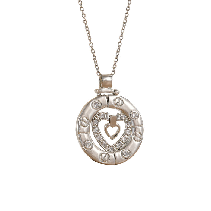 Wholesale Heart-shaped element,  circular hollowed-out titanium steel clavicle necklace