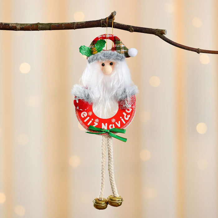 Wholesale Christmas doll small pendant board with bells Christmas tree pendant Christmas decoration supplies