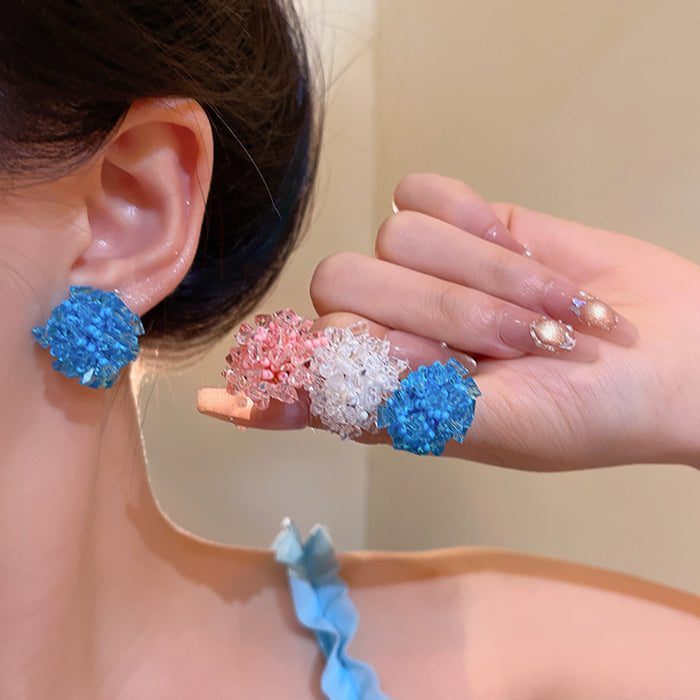 Wholesale Flower bead earrings, light luxury, niche earrings, unique and atmospheric earrings