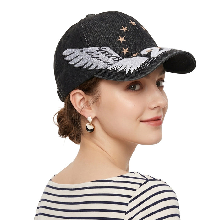 Wholesale Boutique Cowboy Baseball Cap with Wing Embroidery and Sun Protection