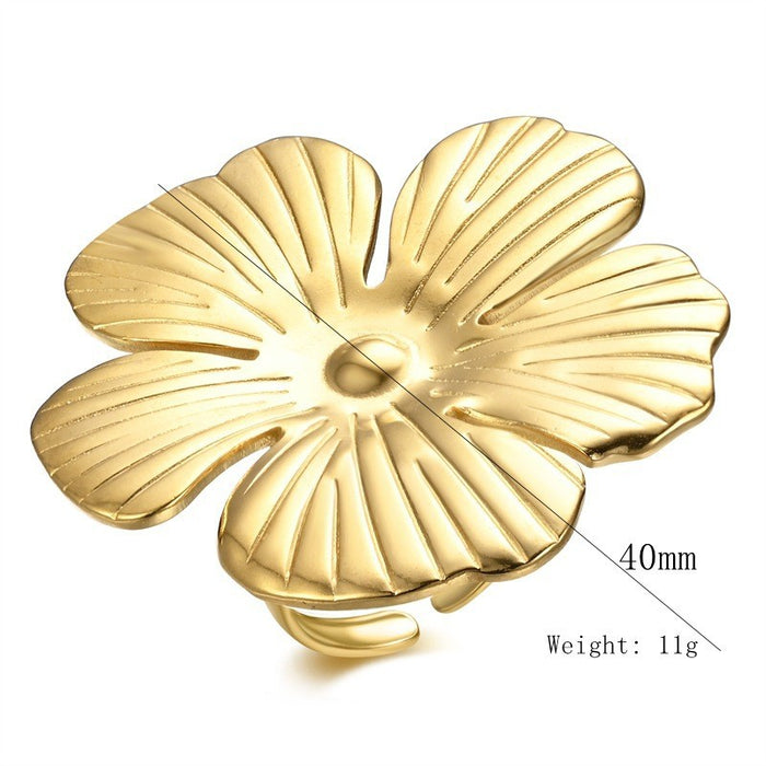 Wholesale Personalized and trendy flower opening titanium steel ring jewelry, fashionable Zou Ju ring