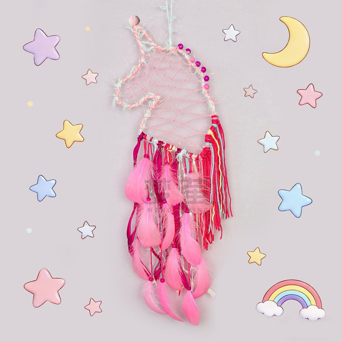 Wholesale Handmade Rainbow Macaron Dream Catcher Wind Chime Feather Hanging Home Decor MOQ≥2