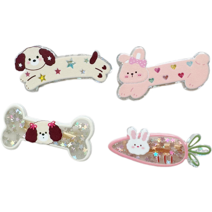 Wholesale  Cartoon Sequins Rabbit Carrot Puppy Bone Hairpin   Bangs Side Clip Hairpin Hair