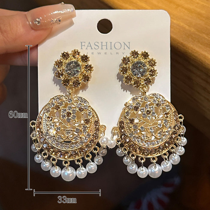 Wholesale Alloy Diamond Pearl Round Earrings JDC-ES-SM011