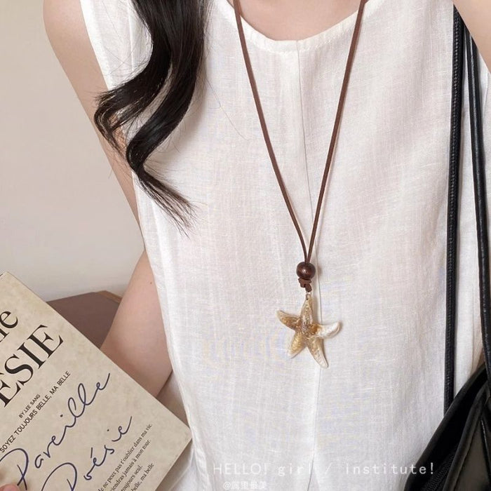 Wholesale Starfish Necklace Women's  Long Neck Sweat Chain