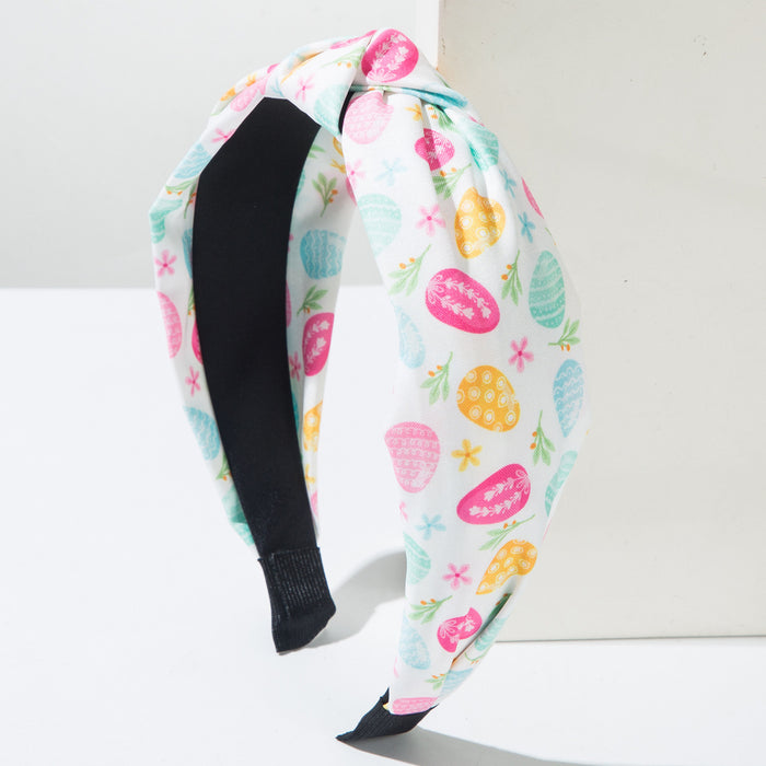 Wholesale Easter Egg Bunny Print Knotted Headband