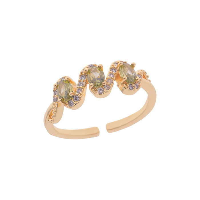 Wholesale Light Luxury Original Design Zircon Purple Zircon Ring Set with Adjustable Opening