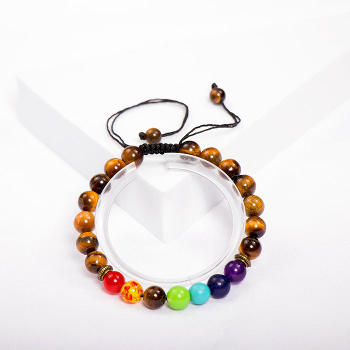 Wholesale Tiger Eye Stone colorful frosted stone couple bracelet beaded yoga woven bracelet natural stone bracelet