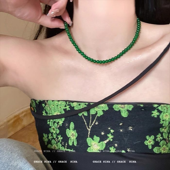 Wholesale Beaded collarbone chain, high-end necklace, niche, light luxury necklace