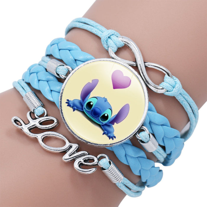 Wholesale Time Gemstone Multi-layered Leather Blue Bracelet JDC-BT-DMu004