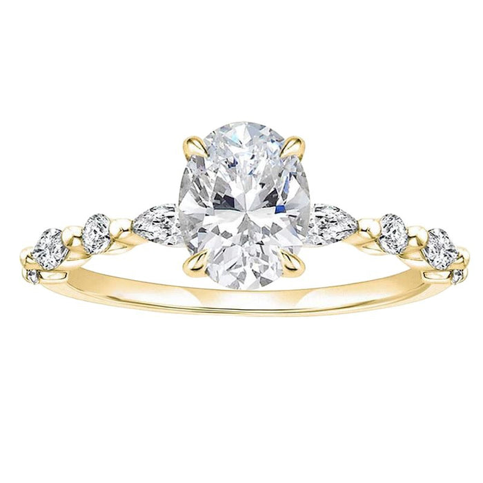 Wholesale Chic Geometric Cut Oval Zircon Ring For Women Gold Tone Copper Engagement Style Gift Boutique Resale
