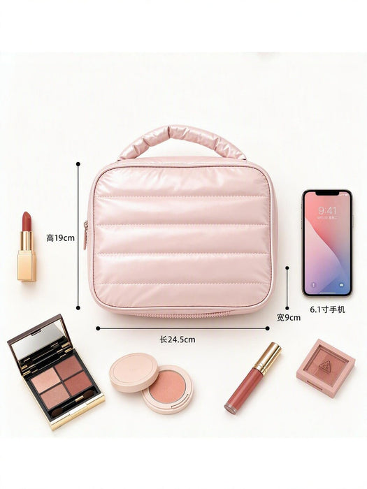 Wholesale Quilted Light Pink Women S Makeup Bag Large Capacity Travel Toiletry Organizer Home Storage Chic
