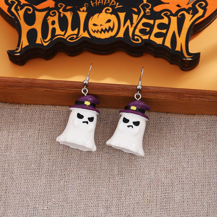 Wholesale  cartoon pumpkin ghost resin earrings funny personality big eye monster witch hat death Earrings