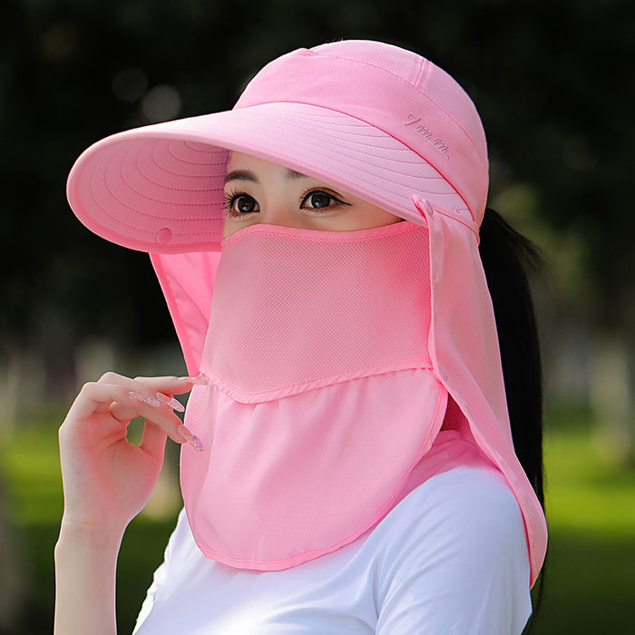 Wholesale Summer sun hat, women's UV protection sun hat, outdoor face covering shawl mask hat, windproof cycling sun hat