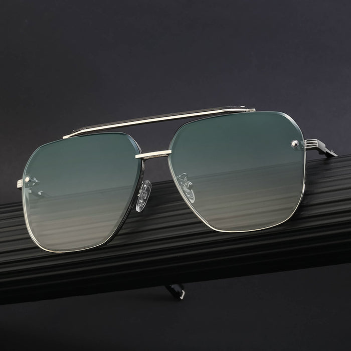Wholesale Retro steampunk style boxy sunglasses with diamond cut edges and frameless sunglasses