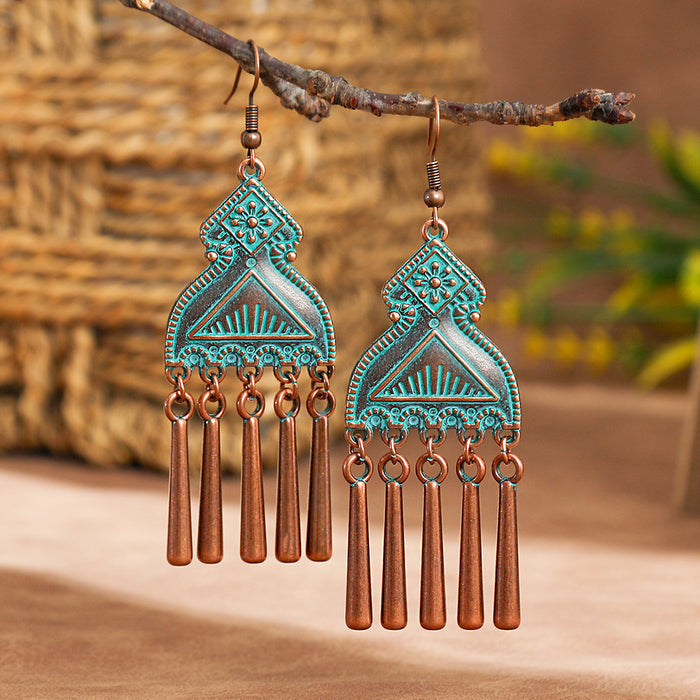 Wholesale Bohemian Geometric Tassel Earrings Set - Zinc Alloy Electroplated Boutique Resale Jewelry