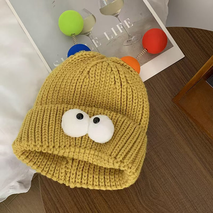 Wholesale Cartoon Big Eyes Small Monster Wool Hat for Children Autumn and Winter Cute Cute Funny Couple Knitted Hat