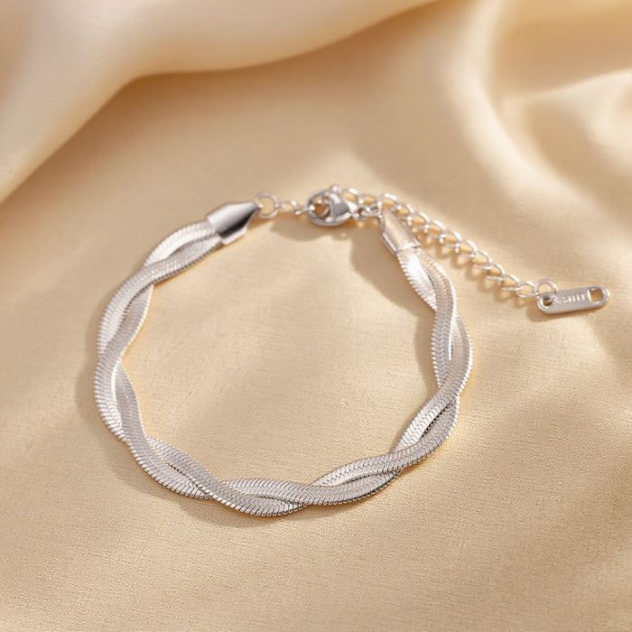 Wholesale 2pcs Simple and stylish  snake chain cross- hop jewelry chain set stainless steel chain necklace