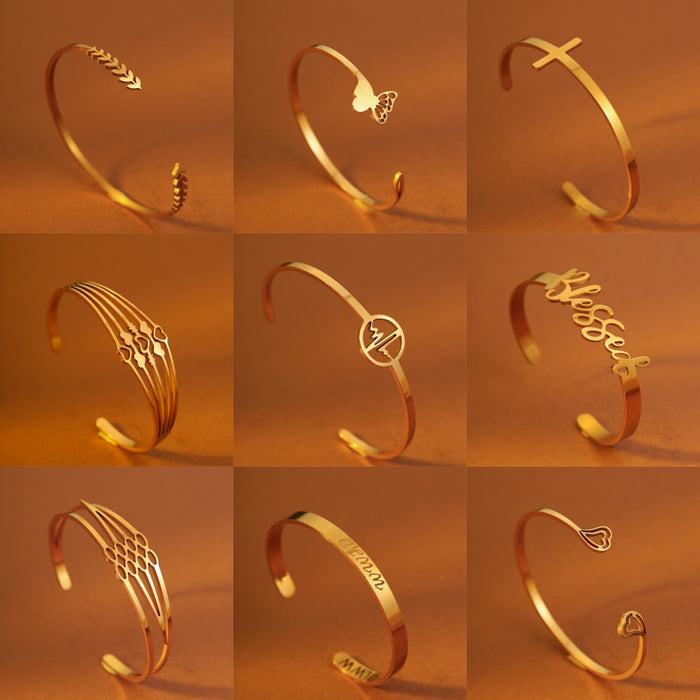 Wholes alecross bracelet  elegant butterfly accessory  stainless steel   heart-shaped bangle