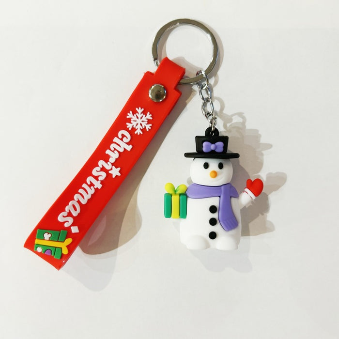 Wholesale PVC Christmas Snowman Cartoon Doll Keychain JDC-KC-WuYi083