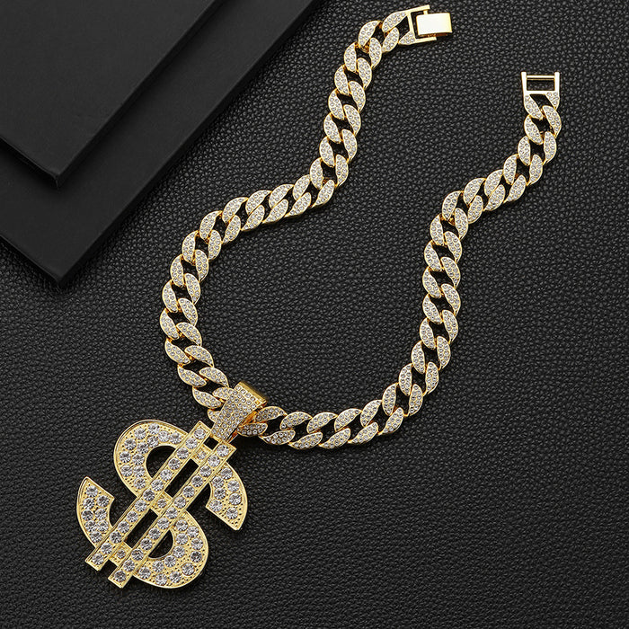 Wholesale Full Diamond Pendant Alloy Men's Necklace JDC-NE-QingR012